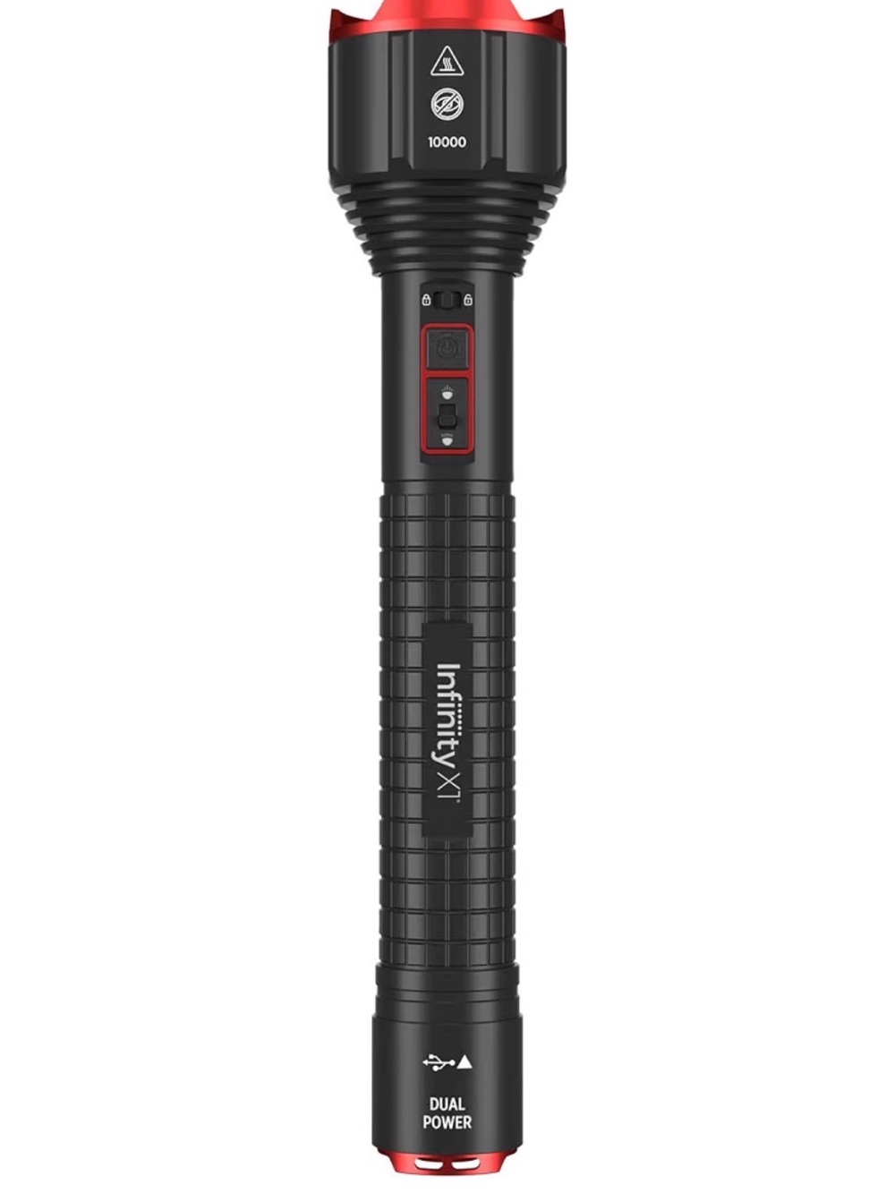 Infinity X1 Dual Power Rechargeable Flashlight, 10,000 Lumens with Spot Beam